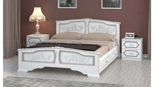 Кровать "Елена" белый жемчуг, с ящиками 160*200см