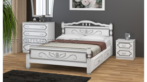 Кровать "Карина-5" белый жемчуг, с ящиками 160*200см