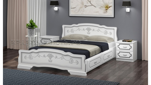 Кровать "Карина-6" белый жемчуг, с ящиками 180*200см